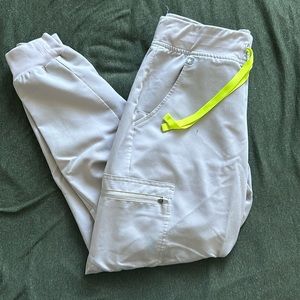 FIGS off- white neon laced jogger scrubs.